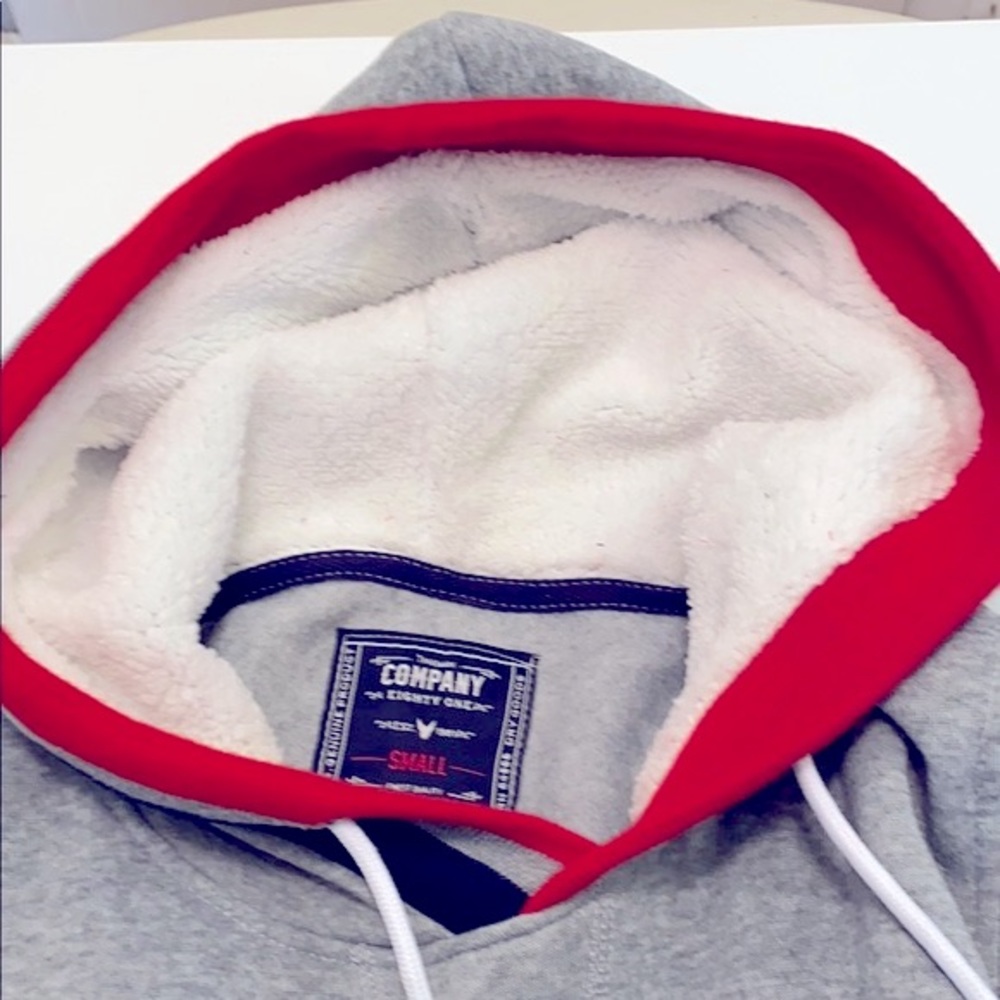 Company 81 Unisex Streetwear Grey Sherpa-lined Pullover Hoodie SM NWT - Picture 6 of 9